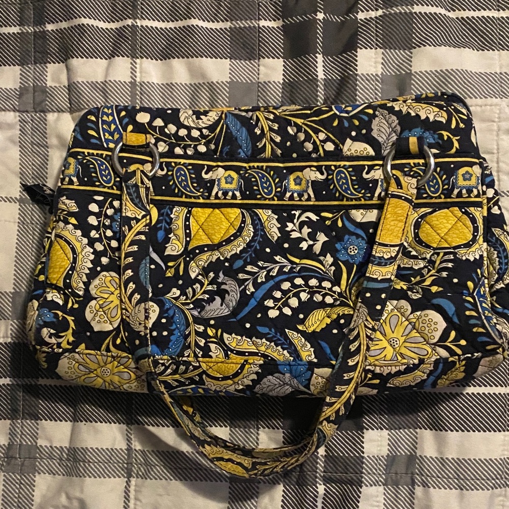 Vera Bradley ELEPHANTS Black and Yellow Patterned Shoulder Bag